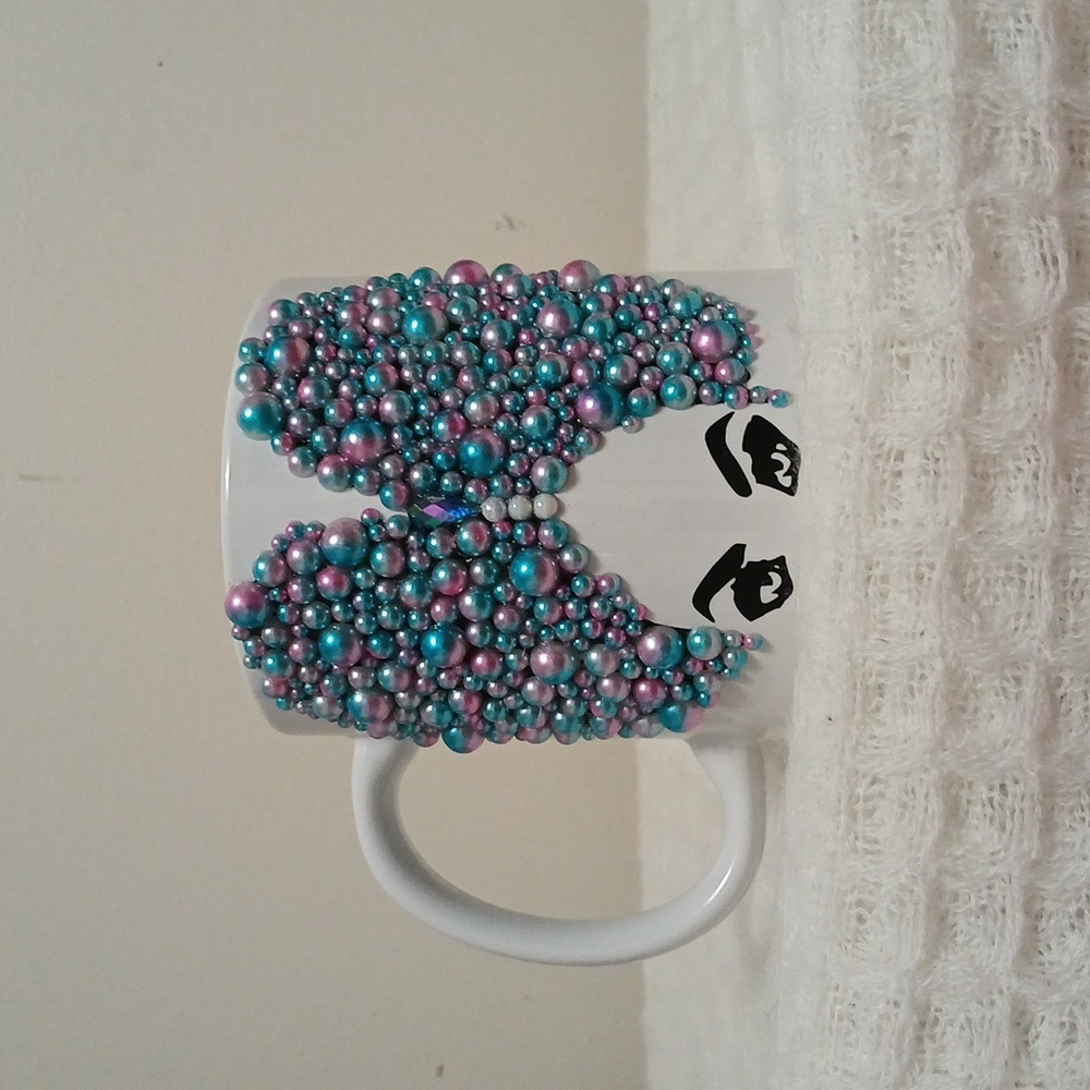 Handmade afro girl beaded coffee mug